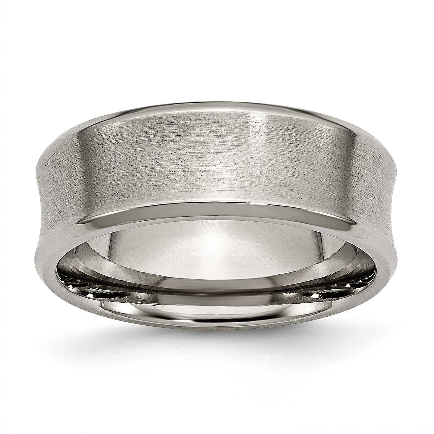 Concave 8mm Beveled Edge Band Titanium Brushed and Polished, TB47-9.5, 883957818450