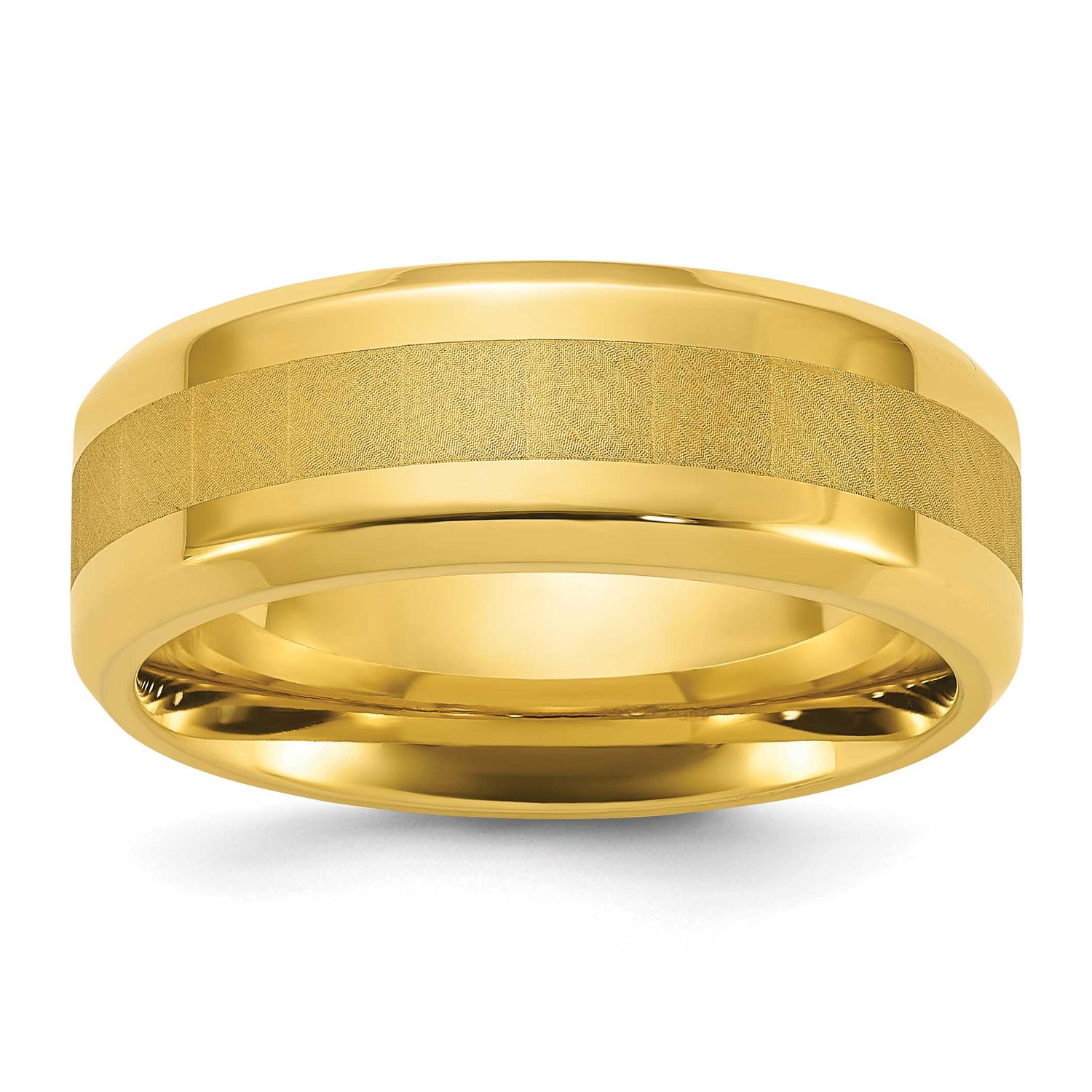 Yellow IP-plated Brushed Center 8mm Band Titanium Polished, TB545-11.5, 196904296141