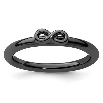 Black-plated Infinity Symbol Ring Sterling Silver, QSK1974-10, 191101723308