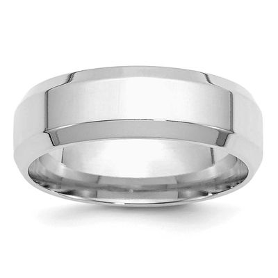 7mm Bevel Edge Ring Sterling Silver Rhodium-plated, QBEC070RH-9.5,