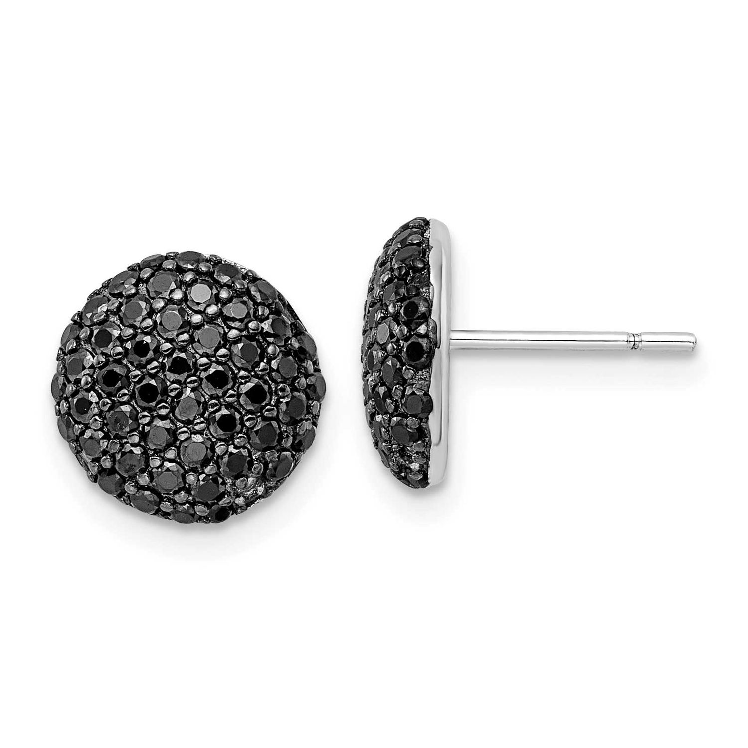 Cheryl M with Black Rhodium Polished Black CZ Cluster Circle Post Earrings Sterling Silver Rhodium-