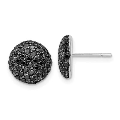 Cheryl M with Black Rhodium Polished Black CZ Cluster Circle Post Earrings Sterling Silver Rhodium-