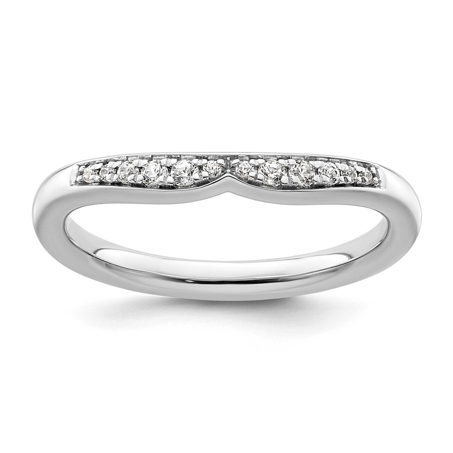 Diamond Curved Ring 14k White Gold, SK2116-8,