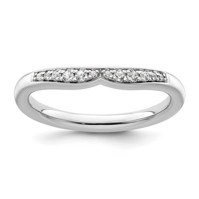 Diamond Curved Ring 14k White Gold, SK2116-8,