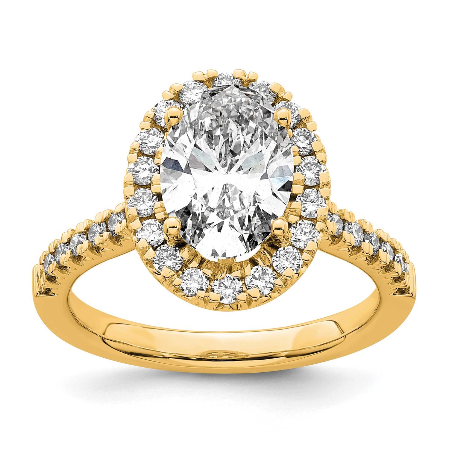 Oval Halo Engagement Lab Grown Diamond VS/SI FGH Semi Mount Ring 14k Gold, RM2058E-200-7LG,