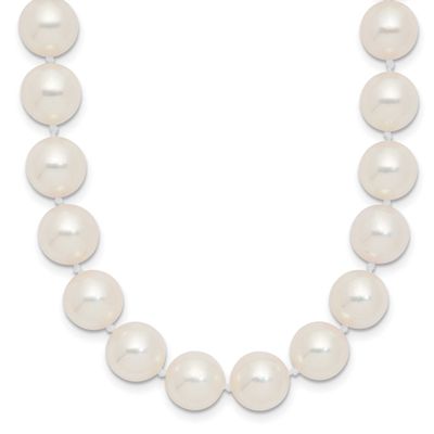 9-10mm White Round Akoya Saltwater Cultured Pearl 18 inch Necklace 14k Gold, PL90AA-18,