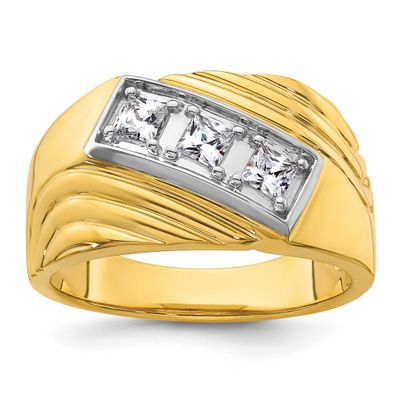 White Rhodium IBGoodman Men&#39;s Complete Lab Grown Diamond Ring 14k Gold, B220040-4YLG, 196904327432
