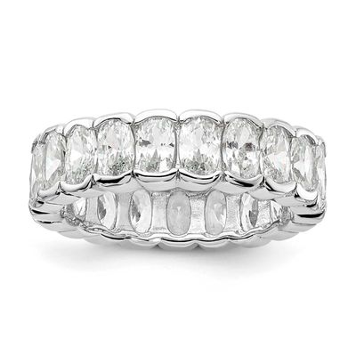 Cheryl M Polished Oval CZ Eternity Ring Sterling Silver Rhodium-plated, QCM1923-8,