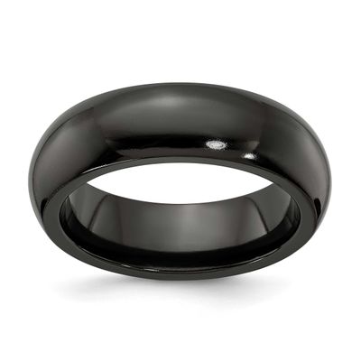 Edward Mirell Black Ti Domed 7mm Band Titanium, EMR123-7MM-8,