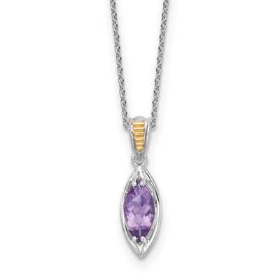 Shey Couture with 14k Accent Marquise Amethyst Navette 18 inch with 2 inch Extension Necklace Sterl