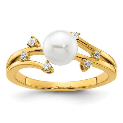 Diamond and Pearl Fashion Ring 14k Gold Polished, RM10187-009-YAA,