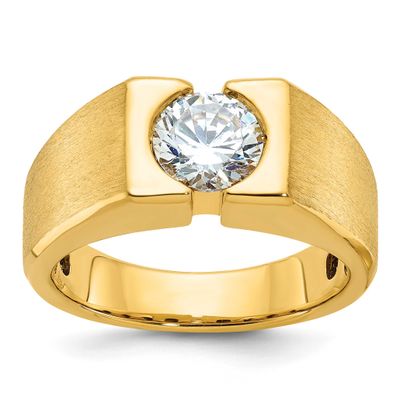 IBGoodman Men&#39;s Polished and Satin Complete Lab Grown VS/SI FGH Diamond Ring 14k Gold, B59311-4YLG,