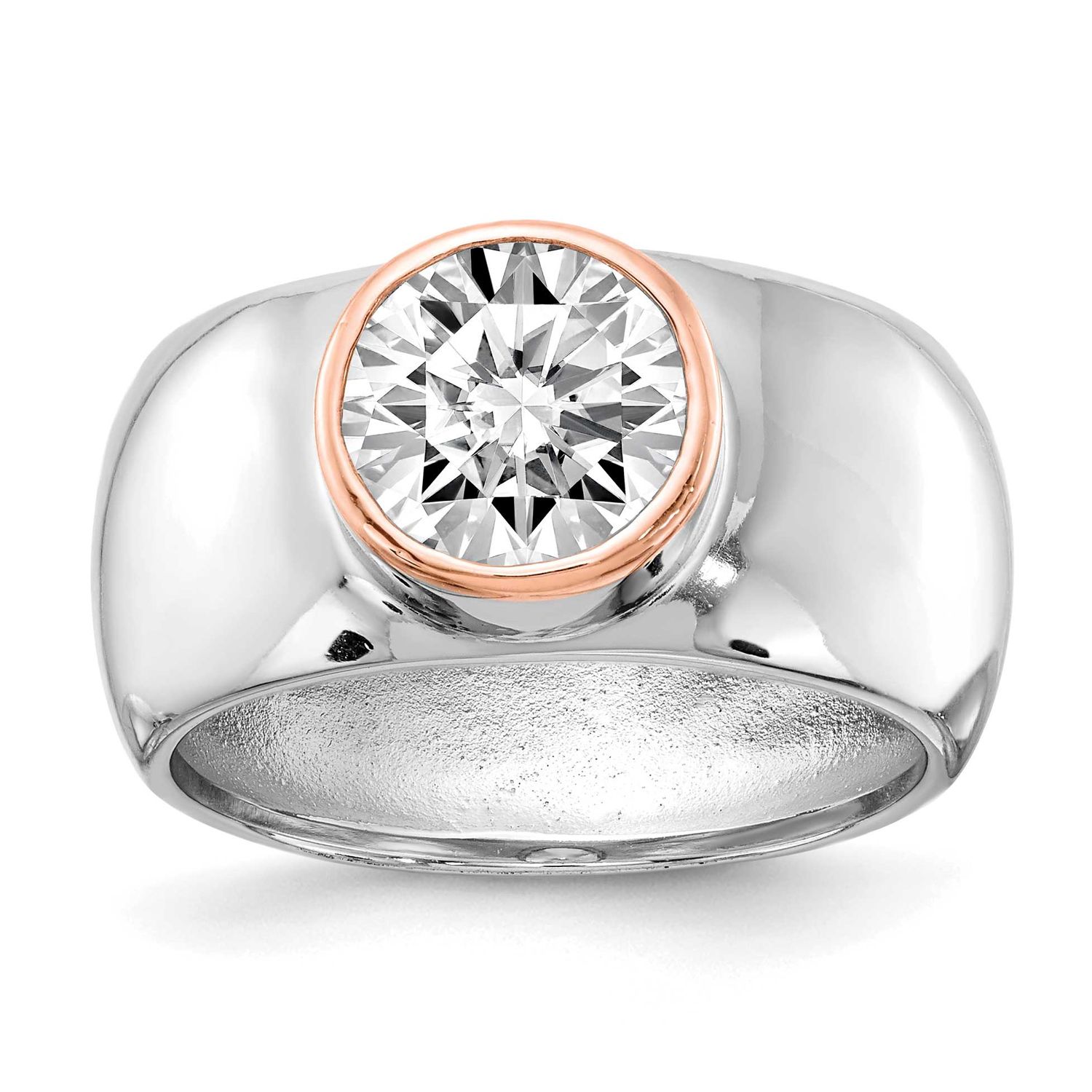 Black Rhodium CZ Ring Sterling Silver Gold-plated, QCM1037-7, 883957779287