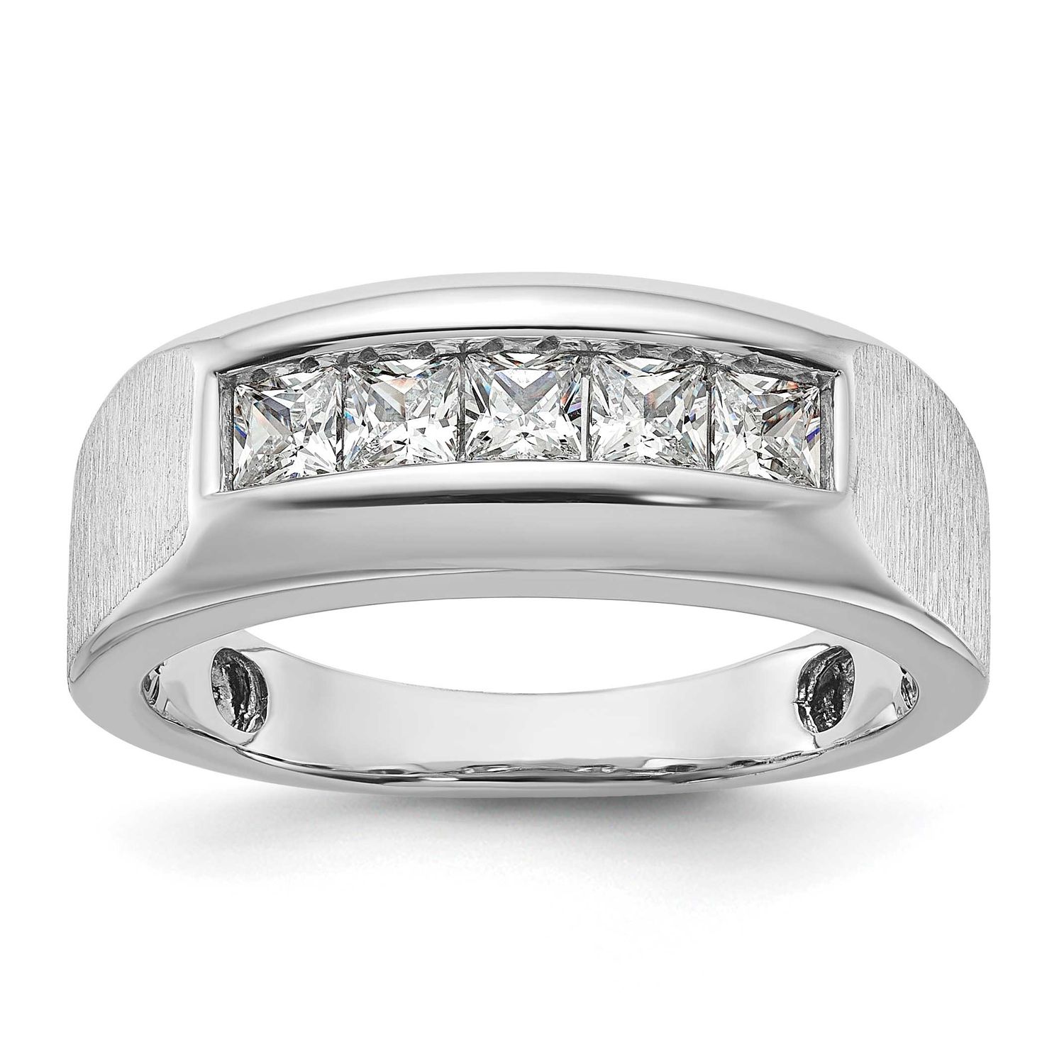 IBGoodman Men&#39;s Polished/Satin Lab Grown VS/SI FGH Diamond Complete Ring 14k White Gold, B64011-4WL