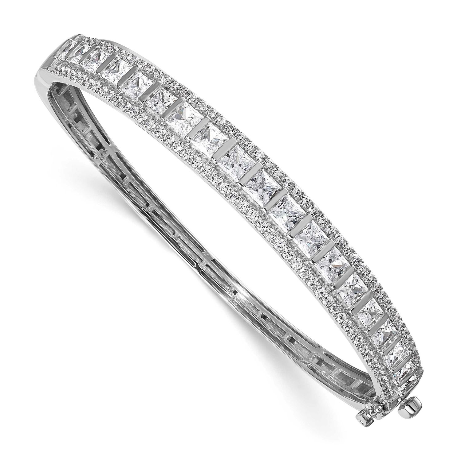 Lab Grown Diamond VS/SI FGH Round &amp; Princess Bangle 14k White Gold, BM10532-500-WLG,