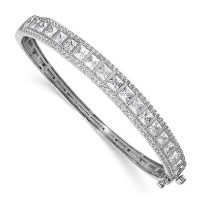 Lab Grown Diamond VS/SI FGH Round &amp; Princess Bangle 14k White Gold, BM10532-500-WLG,