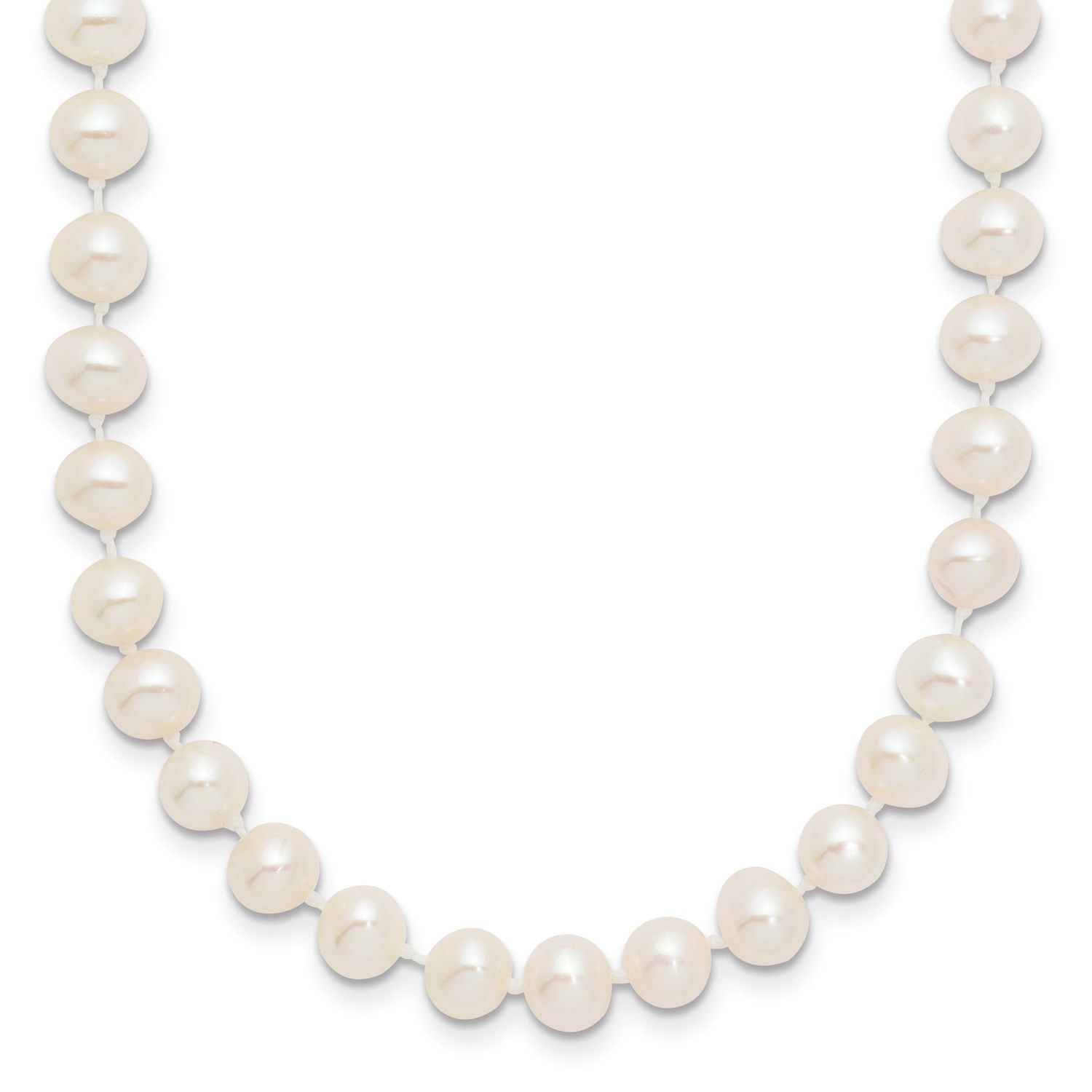 5-6mm White Near Round Freshwater Cultured Pearl 18 inch Necklace 14k White Gold, WPN050W-18,