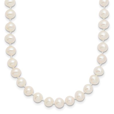 5-6mm White Near Round Freshwater Cultured Pearl 18 inch Necklace 14k White Gold, WPN050W-18,