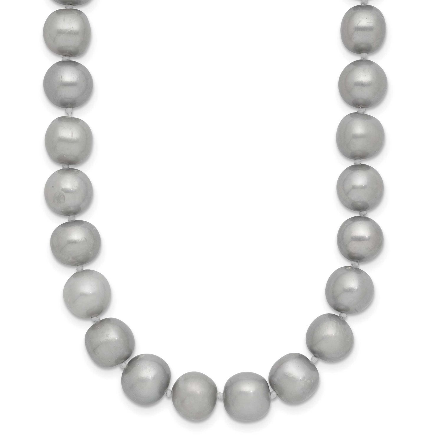 8-9mm Grey Near Round Freshwater Cultured Pearl 20 inch Necklace 14k Gold, XF819-20,