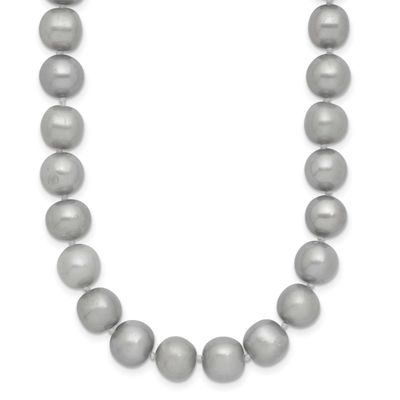 8-9mm Grey Near Round Freshwater Cultured Pearl 20 inch Necklace 14k Gold, XF819-20,