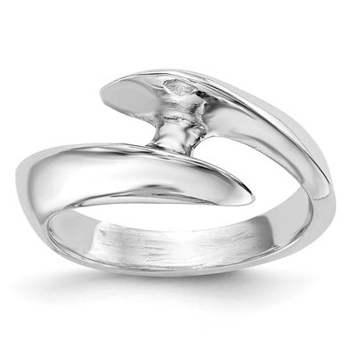 Holds 1/2 carat 5.2mm Round Half-Bezel Bypass Solitaire Engagement Ring Mounting 14k White Gold, RM