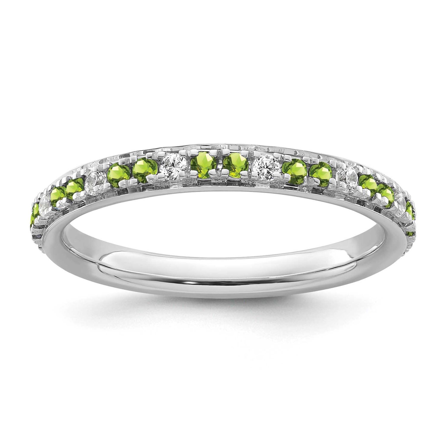 Peridot and Diamond Ring 14k White Gold, SK2206-6,
