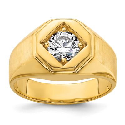 IBGoodman Men&#39;s Polished and Satin Complete Lab Grown VS/SI FGH Diamond Ring 14k Gold, B220059-4YLG