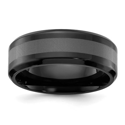Black IP-plated Brushed Center 8mm Band Titanium Polished, TB546-9, 196904295977