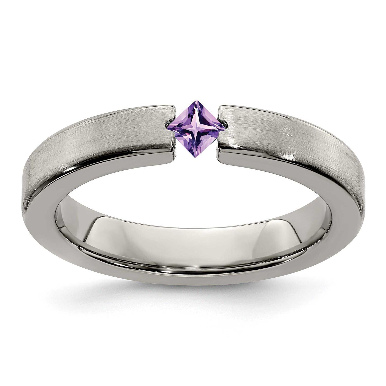 Edward Mirell Satin Amethyst 4mm Band Titanium, EMR163-6, 886774281889