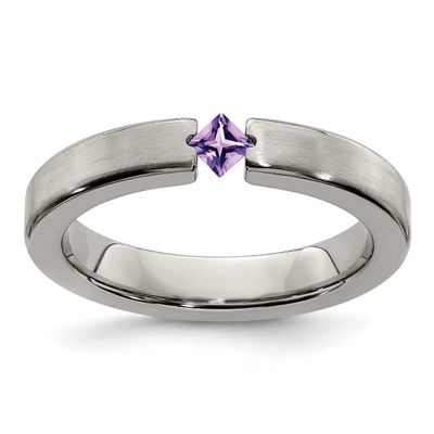 Edward Mirell Satin Amethyst 4mm Band Titanium, EMR163-6, 886774281889