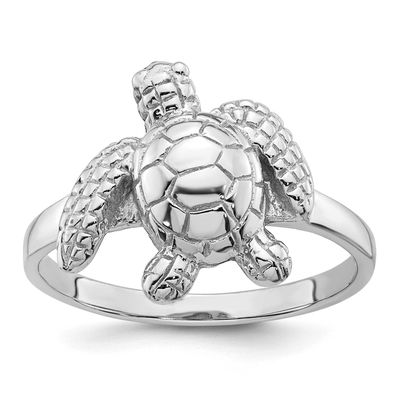 Polished Turtle Ring Sterling Silver Rhodium-plated, QR7695-8,