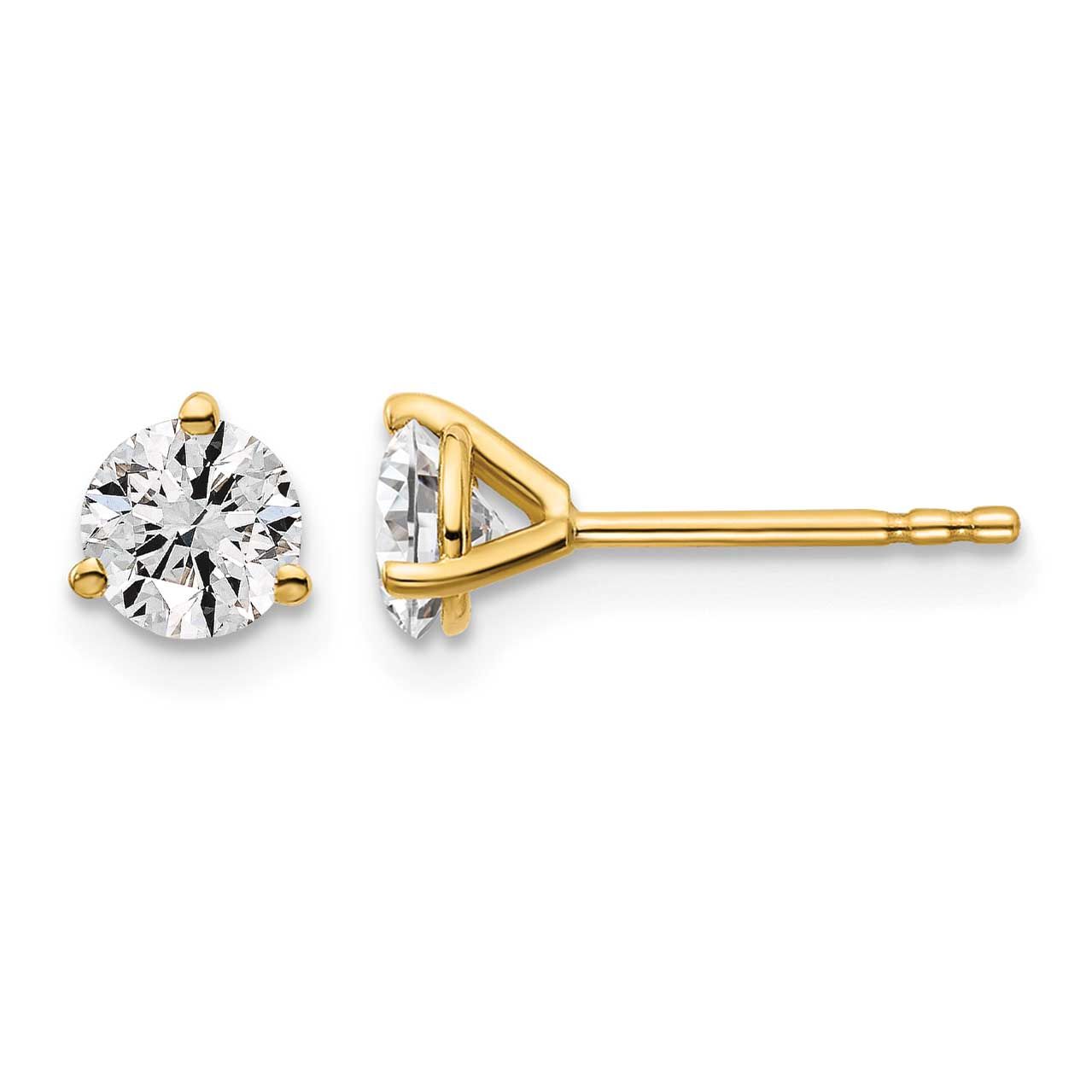 7/8 carat total weight Round VS/SI DEF Lab Grown Diamond 3 Prong Stud Post Earrings 14k Gold, EM100