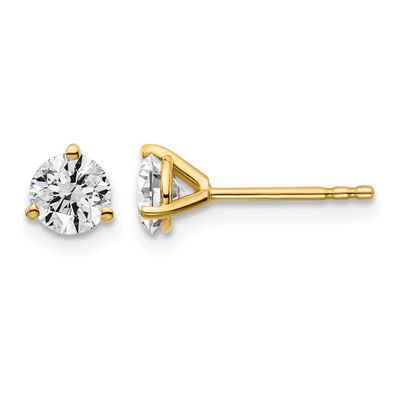 7/8 carat total weight Round VS/SI DEF Lab Grown Diamond 3 Prong Stud Post Earrings 14k Gold, EM100
