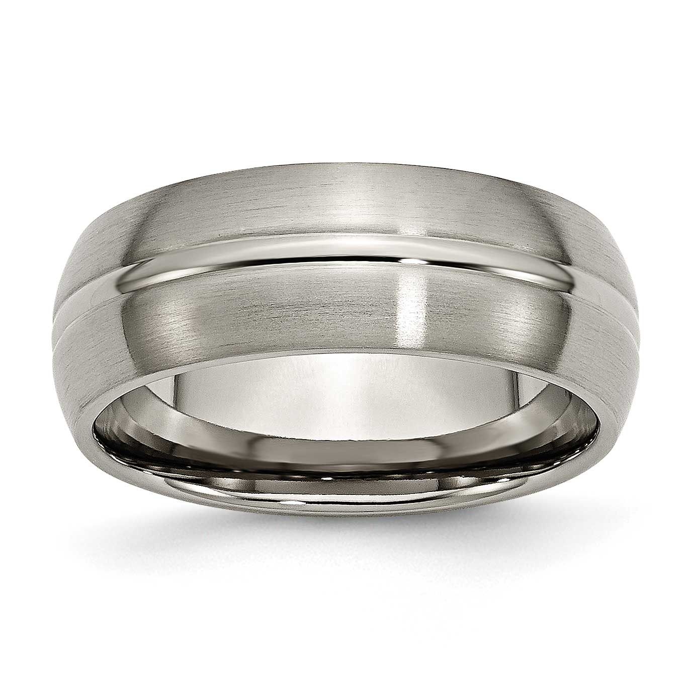 8mm Grooved Band Titanium Brushed Center, TB49-13, 883957819327