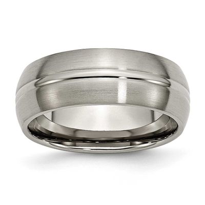 8mm Grooved Band Titanium Brushed Center, TB49-13, 883957819327