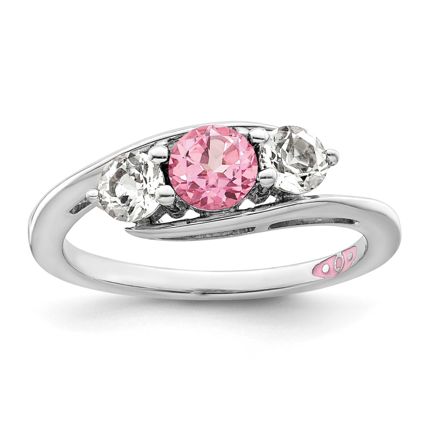 Survivor Collection White and Pink Topaz Sue Ring Sterling Silver Rhodium-plated, SV208SS-7, 886774