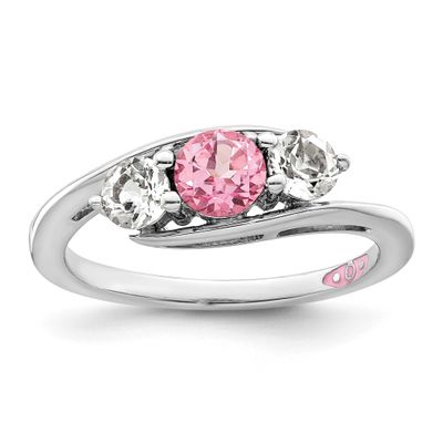 Survivor Collection White and Pink Topaz Sue Ring Sterling Silver Rhodium-plated, SV208SS-7, 886774