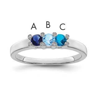 Family Jewelry Genuine Stone &amp; Diamond Set Ring 14k White Gold, XMRW31/3GY, 883957163079