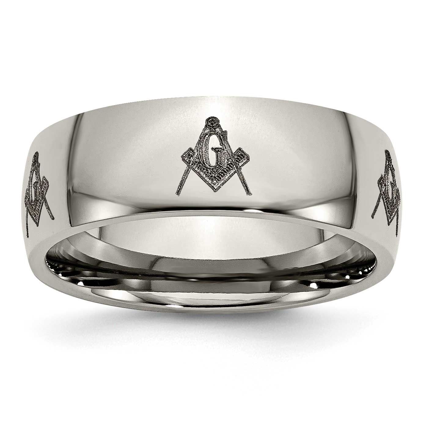 Masonic Laser Design 8mm Band Titanium Polished, TB2M-11, 886774057743