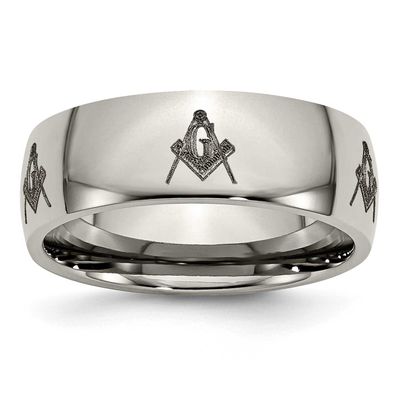 Masonic Laser Design 8mm Band Titanium Polished, TB2M-11, 886774057743
