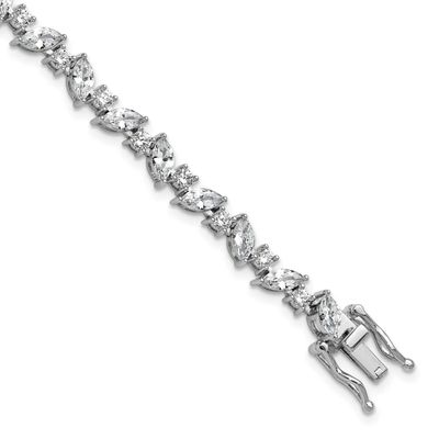 Cheryl M Polished Fancy Marquise CZ Bracelet Sterling Silver Rhodium-plated, QCM1673-7.25, 19690427