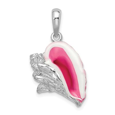De-Ani Enameled Large Conch Shell Pendant Sterling Silver Rhodium-plated, QC10698, 637218147298
