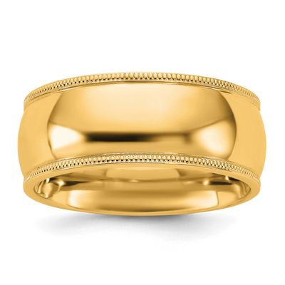 8mm Milgrain Comfort Fit Band 14k Gold, MC080-6.5,