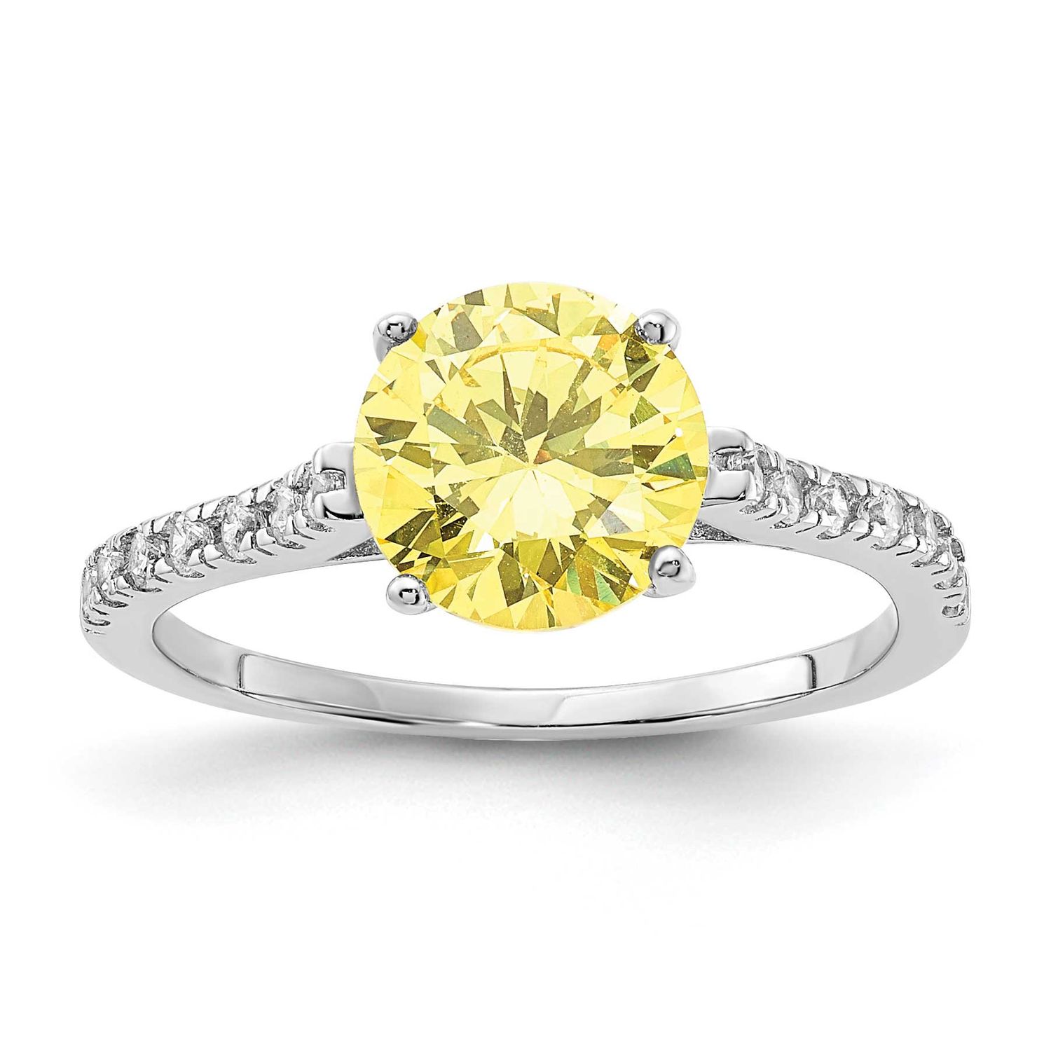 Cheryl M Polished Yellow and White CZ Ring Sterling Silver Rhodium-plated, QCM1927-8,