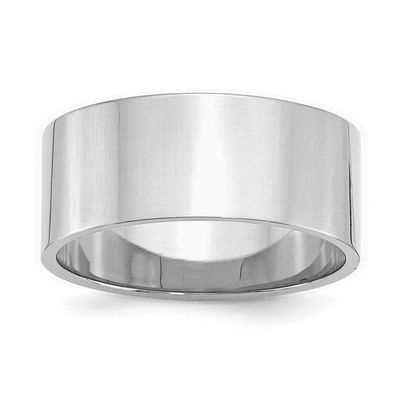 9mm Flat Ring Sterling Silver Rhodium-plated, QWFB090RH-11,