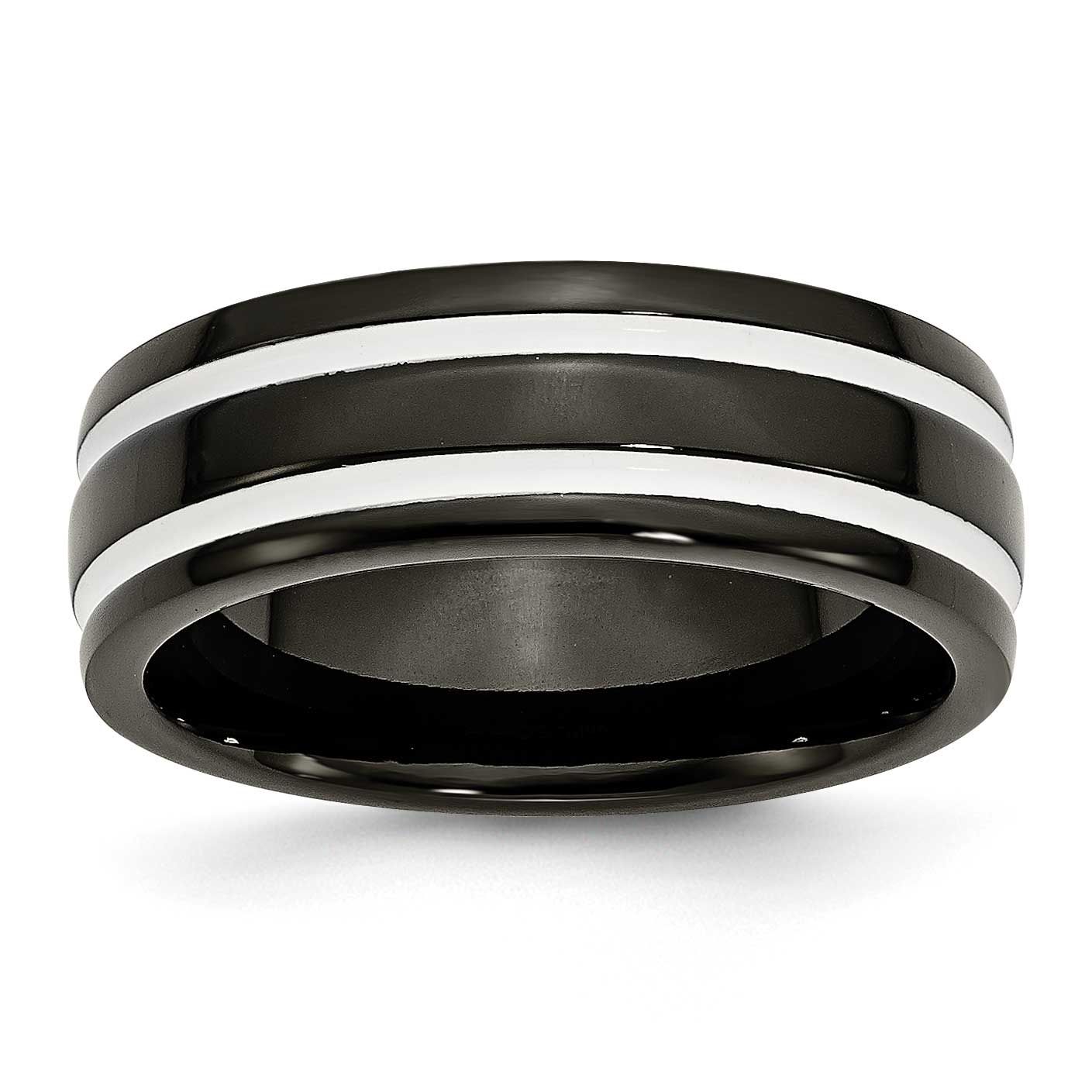 8mm Black IP-plated Polished Band Titanium, TB256-10, 886774050249