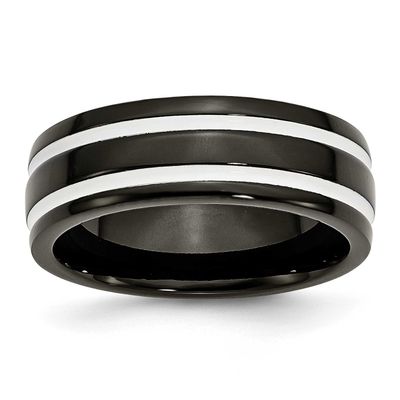 8mm Black IP-plated Polished Band Titanium, TB256-10, 886774050249