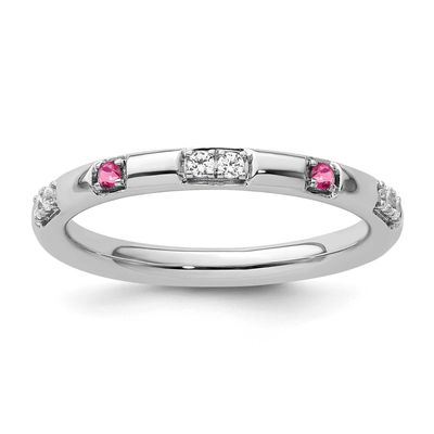 Pink Tourmaline and Diamond Ring 14k White Gold, SK2174-6,