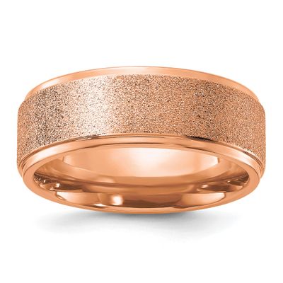 Laser-cut Center Rose IP-plated 8mm Band Titanium Polished, TB560-11.5, 196904294543