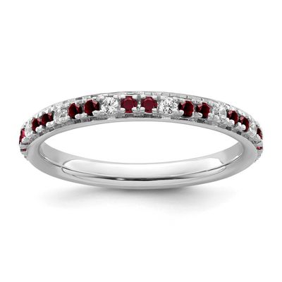 Created Ruby and Diamond Ring 14k White Gold, SK2205-6,